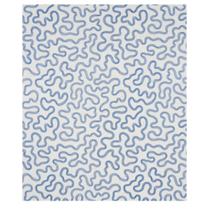 Schumacher Riley Embroidery Fabric 80790 / Navy On Natural