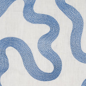 Schumacher Riley Embroidery Fabric 80790 / Navy On Natural