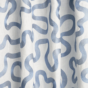 Schumacher Riley Embroidery Fabric 80790 / Navy On Natural