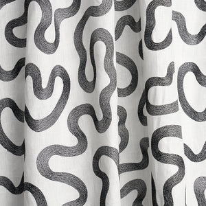 Schumacher Riley Embroidery Fabric 80791 / Black On Natural