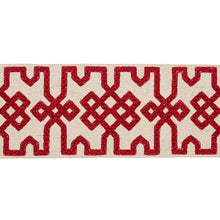 Load image into Gallery viewer, Schumacher Knotted Trellis Tape Trim 80881 / Crimson On Unbleached
