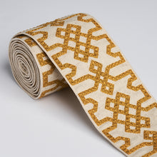 Load image into Gallery viewer, Schumacher Knotted Trellis Tape Trim 80882 / Ocher E On Unbleached