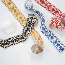 Load image into Gallery viewer, Schumacher Knotted Trellis Tape Trim 80883 / Blue On White