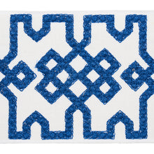 Load image into Gallery viewer, Schumacher Knotted Trellis Tape Trim 80883 / Blue On White