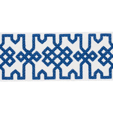 Load image into Gallery viewer, Schumacher Knotted Trellis Tape Trim 80883 / Blue On White
