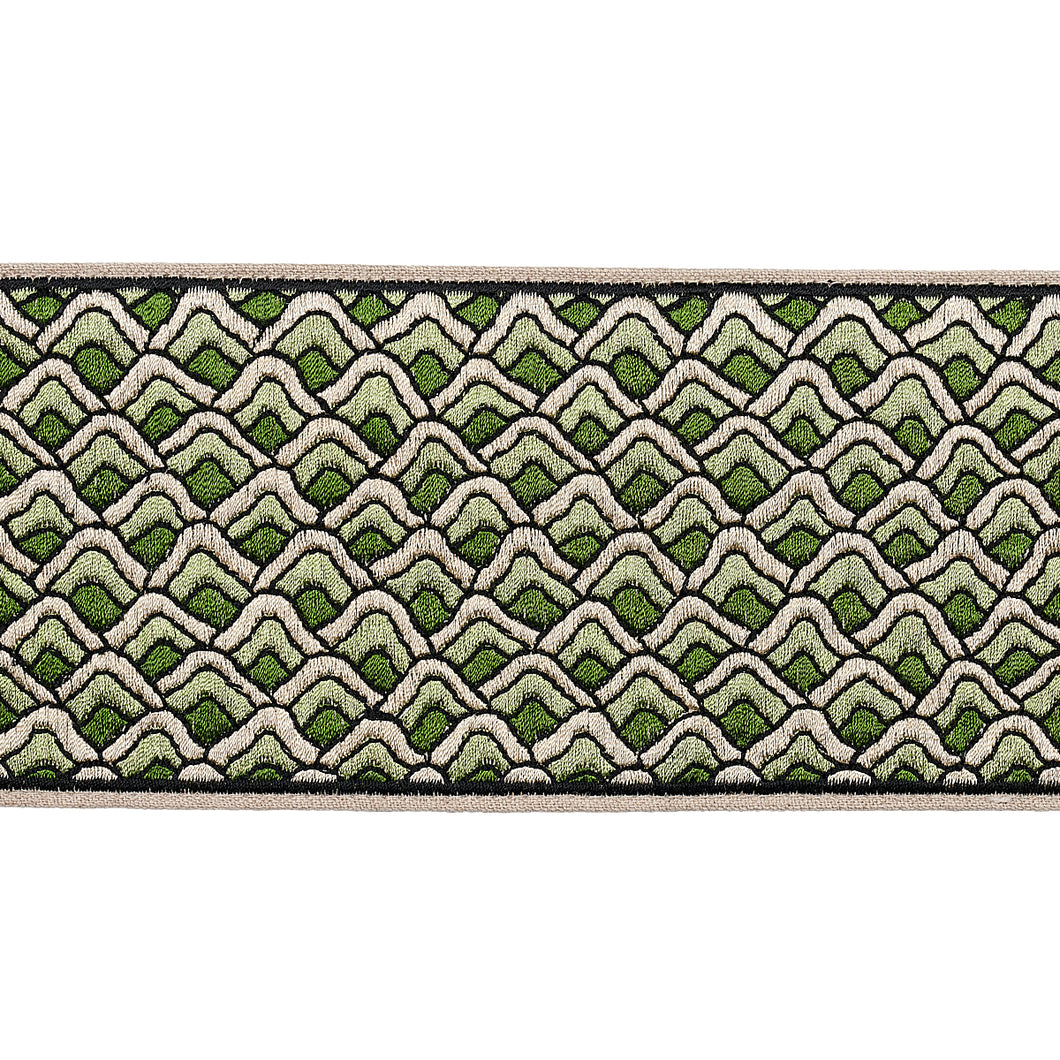 Schumacher Sunrise Embroidery Tape Trim 80892 / Emerald