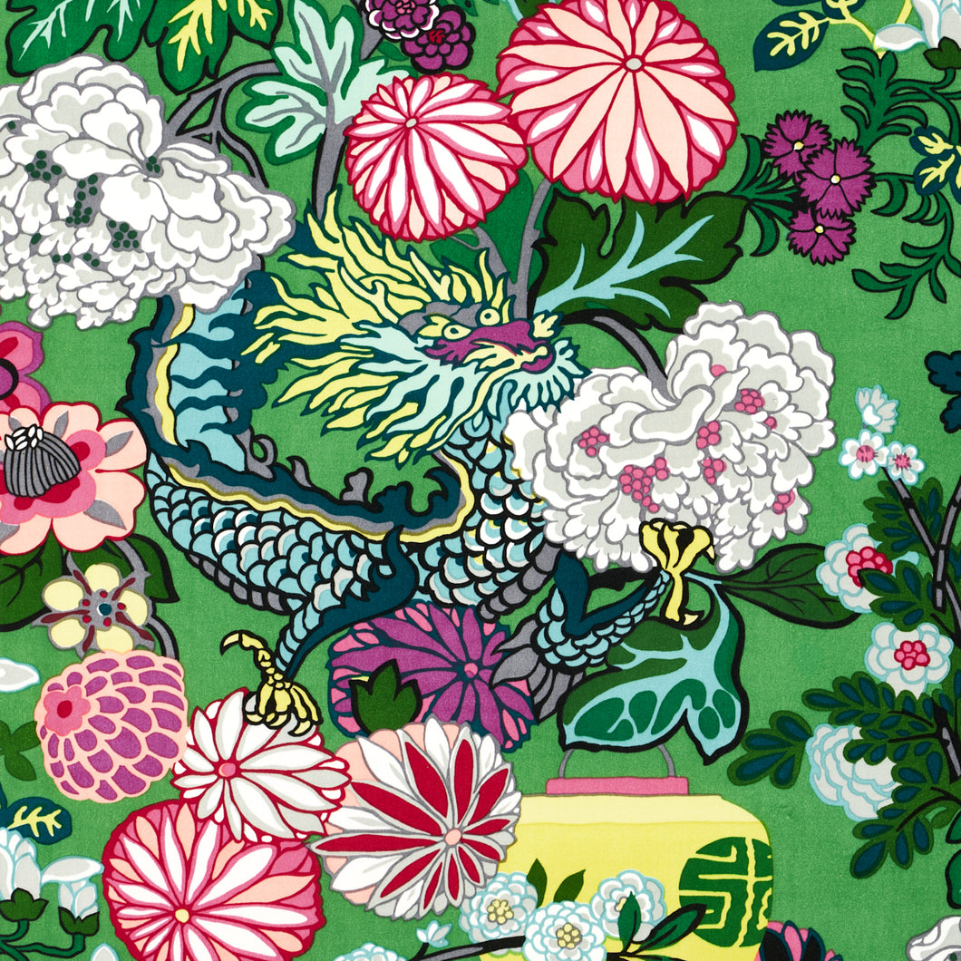 Schumacher Chiang Mai Dragon Velvet Fabric 81171 / Jade