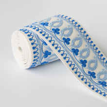 Load image into Gallery viewer, Schumacher Paisley Embroidered Tape Trim 81230 / Blues