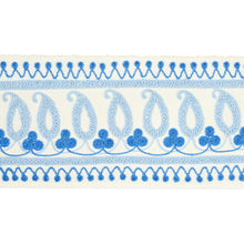 Load image into Gallery viewer, Schumacher Paisley Embroidered Tape Trim 81230 / Blues