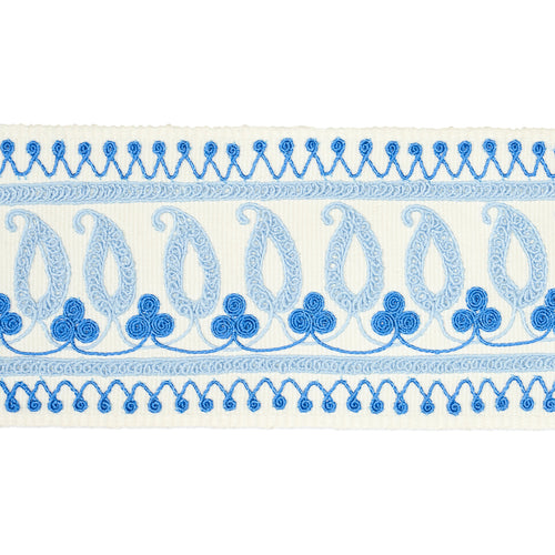Schumacher Paisley Embroidered Tape Trim 81230 / Blues