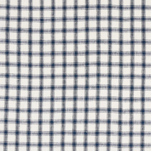 Schumacher Crawford Linen Check Fabric 81451 / Indigo