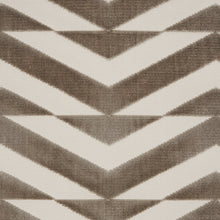 Load image into Gallery viewer, Schumacher Broken Chevron Cut Velvet Fabric 81810 / Taupe On Ivory