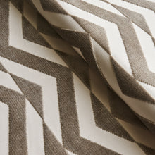 Load image into Gallery viewer, Schumacher Broken Chevron Cut Velvet Fabric 81810 / Taupe On Ivory