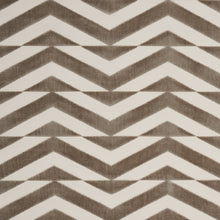 Load image into Gallery viewer, Schumacher Broken Chevron Cut Velvet Fabric 81810 / Taupe On Ivory