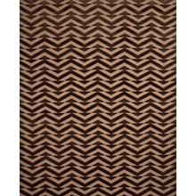 Load image into Gallery viewer, Schumacher Broken Chevron Cut Velvet Fabric 81811 / Brown On Camel