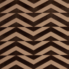 Load image into Gallery viewer, Schumacher Broken Chevron Cut Velvet Fabric 81811 / Brown On Camel