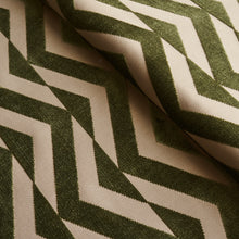 Load image into Gallery viewer, Schumacher Broken Chevron Cut Velvet Fabric 81812 / Olive On Khaki