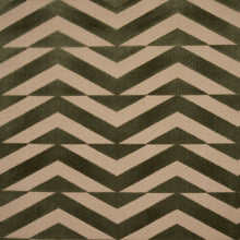 Load image into Gallery viewer, Schumacher Broken Chevron Cut Velvet Fabric 81812 / Olive On Khaki