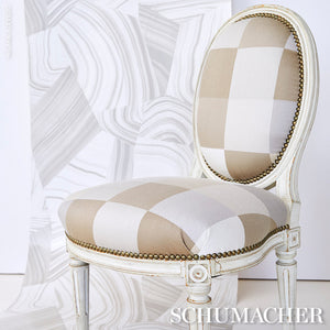 Schumacher Embroidered Tile Fabric 81830 / Light Neutral