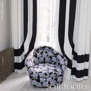 Schumacher Virginia Panel C Fabric 81880 / Black & White