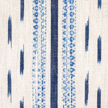 Load image into Gallery viewer, Schumacher Mirza Ikat Stripe Fabric 82110 / Blue On Natural