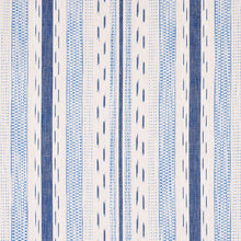 Load image into Gallery viewer, Schumacher Mirza Ikat Stripe Fabric 82110 / Blue On Natural
