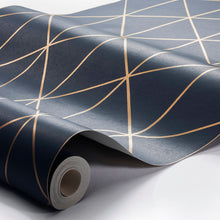 Load image into Gallery viewer, Schumacher Diamonds Wallpaper 8804 / Navy And Gold