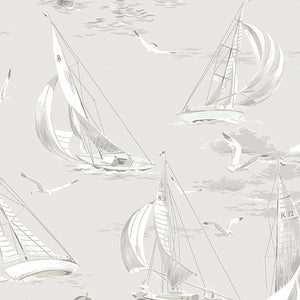 Schumacher Sailboats Wallpaper 8855 / Grey