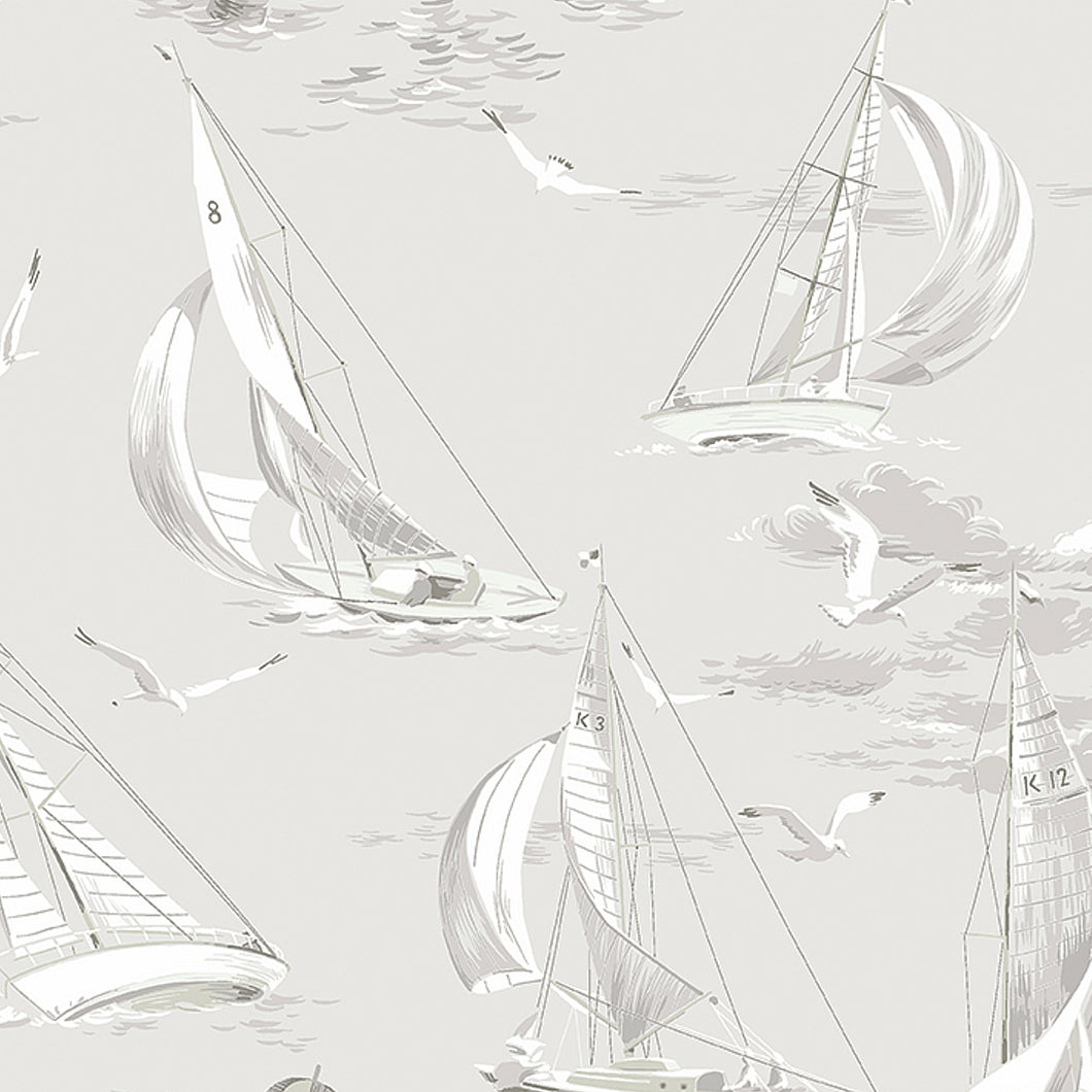 Schumacher Sailboats Wallpaper 8855 / Grey