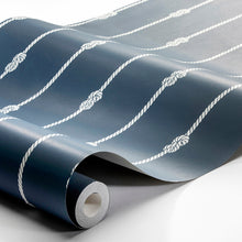 Load image into Gallery viewer, Schumacher Knot Stripe Wallpaper 8858 / Navy