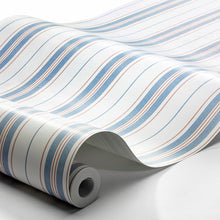 Load image into Gallery viewer, Schumacher Hamnskär Stripe Wallpaper 8874 / Blue And Red