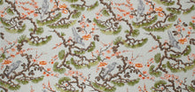 Load image into Gallery viewer, Floral Bird Print Drapery Fabric / Aqua Garden