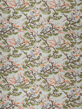 Load image into Gallery viewer, Floral Bird Print Drapery Fabric / Aqua Garden