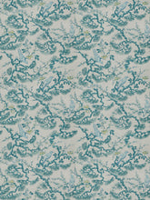 Load image into Gallery viewer, Floral Bird Print Drapery Fabric / Turquoise