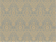 Load image into Gallery viewer, Blue Beige Damask Upholstery Drapery Fabric / Cornflower