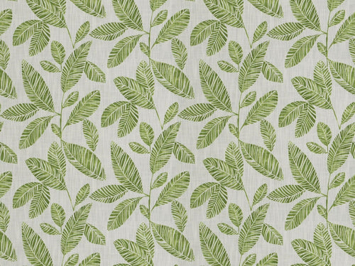 Cream Green Botanical Leaves Water & Stain Resistant Cotton Upholstery Drapery Fabric