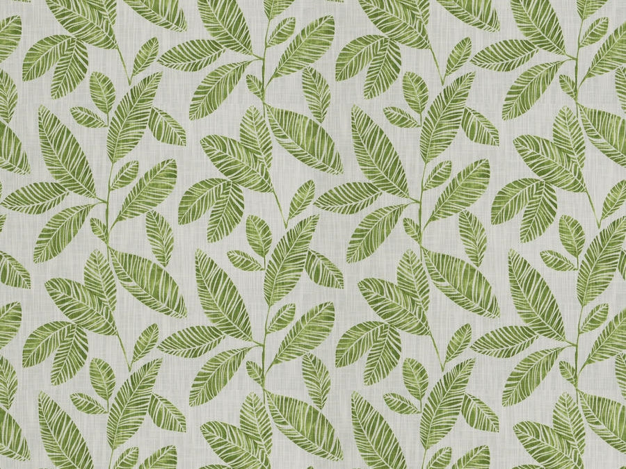 Cream Green Botanical Leaves Water & Stain Resistant Cotton Upholstery Drapery Fabric