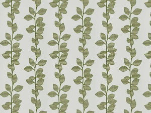 Off White Embroidered Botanical Green Drapery Fabric