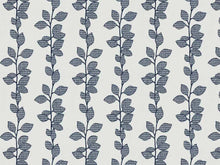 Load image into Gallery viewer, Off White Embroidered Botanical Navy Blue Drapery Fabric