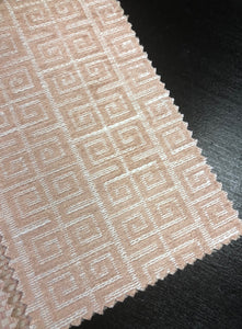 Greek Key Geometric Chenille Upholstery Fabric Blush Off White