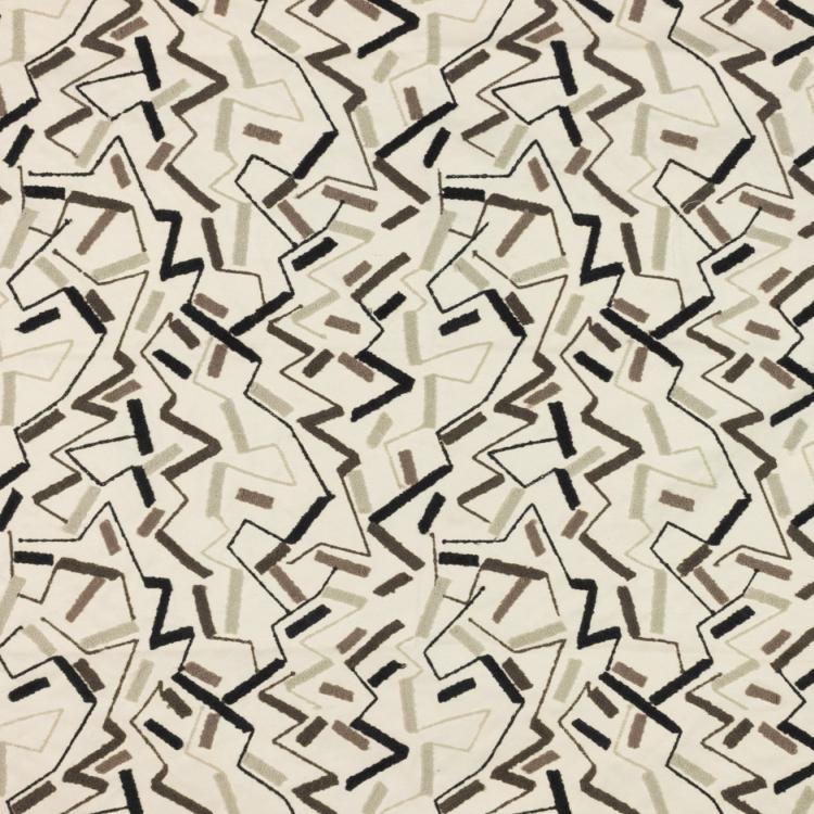 3 Colors Crewel Embroidery Drapery Fabric Blue Gray Coral / FT14