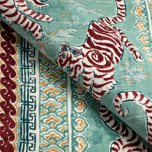 Lee Jofa Bongol Print Fabric / Aqua