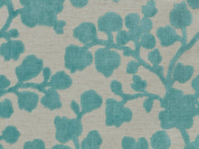 Load image into Gallery viewer, Gray Amber Lime Green Aqua Blue Floral Botanical Cut Velvet Upholstery Fabric