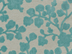 Gray Amber Lime Green Aqua Blue Floral Botanical Cut Velvet Upholstery Fabric