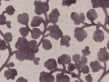 Load image into Gallery viewer, Teal Blue Beige Steel Blue Purple Floral Botanical Cut Velvet Upholstery Fabric