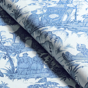 Lee Jofa Pagoda Toile Fabric / Blue