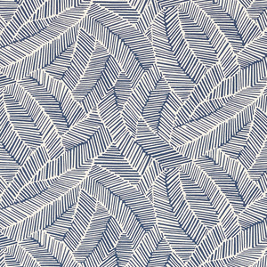 SCHUMACHER ABSTRACT LEAF FABRIC / NAVY
