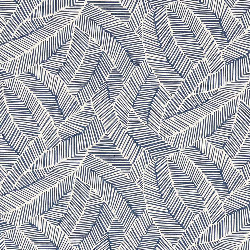 SCHUMACHER ABSTRACT LEAF FABRIC / NAVY