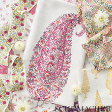 Load image into Gallery viewer, SCHUMACHER ALBIZIA EMBROIDERY FABRIC / PINK &amp; LEAF
