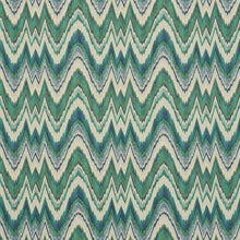 Load image into Gallery viewer, SCHUMACHER VALKYRIE FLAME STITCH FABRIC / EMERALD &amp; PEACOCK